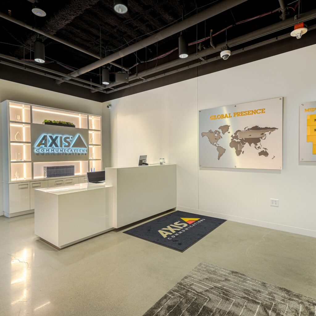 Axis Communications enables a smarter and safer world by creating solutions for improving security and business performance. As a network technology company and industry leader, Axis offers solutions in video surveillance, access control, intercom, and audio systems –
all enhanced by intelligent analytics applications. When Axis wanted to open a new Experience Center at the Mall of America, Collins was pleased to provide design-build electrical and technology services for the project.